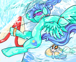 Size: 990x807 | Tagged: safe, artist:bigbuxart, derpibooru import, oc, oc only, pegasus, pony, surfboard