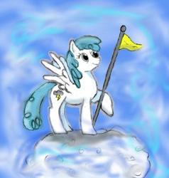 Size: 605x635 | Tagged: safe, artist:spectacles-ak, derpibooru import, lightning bolt, white lightning, pegasus, pony, cloud, cloudy, female, flag, mare, solo