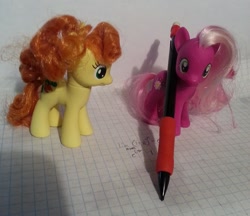 Size: 1224x1056 | Tagged: safe, derpibooru import, carrot top, cheerilee, golden harvest, brushable, calculus, irl, math, mechanical pencil, pencil, toy