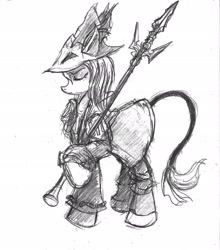 Size: 1700x1934 | Tagged: safe, artist:thelivingshadow, derpibooru import, final fantasy, final fantasy ix, freya crescent, ponified, spear