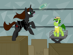 Size: 900x675 | Tagged: safe, artist:fuutachimaru, derpibooru import, ferb fletcher, phineas and ferb, ponified, vanessa doofenshmirtz