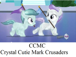 Size: 638x478 | Tagged: safe, derpibooru import, screencap, crystal pony, pony, games ponies play, crystal empire, cutie mark crusaders, glass slipper, hope (crystal pony), image macro, meme