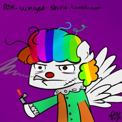 Size: 1000x1000 | Tagged: safe, artist:winged-shine, derpibooru import, oc, oc only, 30 minute art challenge, clown, smoking