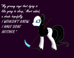 Size: 830x650 | Tagged: safe, artist:desavlos, derpibooru import, pony creator, death, discworld, mort, ponified