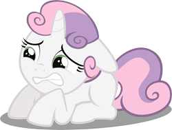 Size: 5893x4445 | Tagged: safe, artist:reginault, derpibooru import, sweetie belle, pony, unicorn, sisterhooves social, absurd resolution, cringing, female, filly, floppy ears, scared, simple background, solo, transparent background, vector