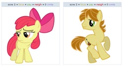 Size: 531x287 | Tagged: safe, derpibooru import, apple bloom, oc, oc:mandopony, exploitable meme, forced meme, juxtaposition, juxtaposition win, mandobloom