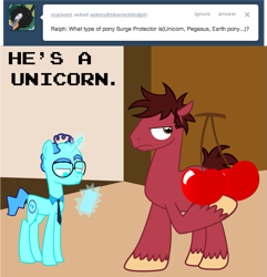 Size: 899x932 | Tagged: safe, artist:alisonwonderland1951, derpibooru import, cherry, clipboard, electricity, frown, glasses, magic, necktie, ponified, surge protector, telekinesis, tumblr, unamused, wreck-it ralph