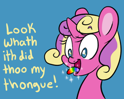 Size: 500x399 | Tagged: safe, artist:srsishere, derpibooru import, princess skyla, alicorn, pony, rainbow, sparkles, tongue out, tumblr