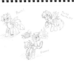 Size: 1000x816 | Tagged: safe, artist:blazang, derpibooru import, oc, oc only, fallout equestria, boom, gorriz, the kid