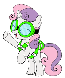 Size: 341x408 | Tagged: safe, artist:the-poko, derpibooru import, sweetie belle, clothes, goggles, parachute, skydiving outfit, sprite