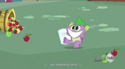 Size: 1575x871 | Tagged: safe, derpibooru import, screencap, spike, dragon, just for sidekicks, le ruse master, youtube caption, youtube link