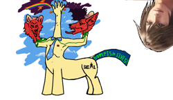 Size: 1024x595 | Tagged: safe, artist:scarequotes_dilbert, derpibooru import, oc, oc only, seal, dopefish, ffxiii-2, necktie, rainbow, strawberry hand jackals, wat