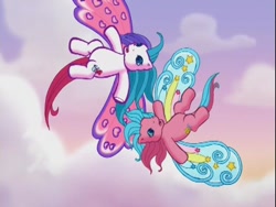 Size: 640x480 | Tagged: safe, derpibooru import, screencap, heart bright, star flight, flutter pony, g3, two for the sky, flying, infinity symbol, tumbling, yin-yang