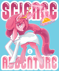 Size: 757x900 | Tagged: safe, artist:jopiter, derpibooru import, alicorn, food pony, original species, adventure, adventure time, clothes, crown, lab coat, ponified, princess bubblegum, science, solo