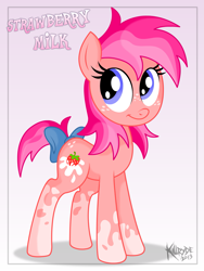 Size: 1713x2284 | Tagged: safe, artist:killryde, derpibooru import, oc, oc only, oc:strawberry milk, bow, freckles, solo, tail bow