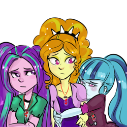 Size: 500x500 | Tagged: safe, artist:puffpink, adagio dazzle, aria blaze, sonata dusk, equestria girls, rainbow rocks, hug, the dazzlings