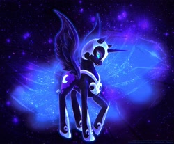 Size: 1280x1061 | Tagged: safe, artist:kululu-xiao, derpibooru import, nightmare moon, alicorn, pony, black coat, female, horn, mare, solo, wings