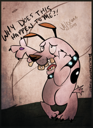 Size: 578x794 | Tagged: dead source, safe, artist:velexane, derpibooru import, diamond dog, 30 minute art challenge, courage the cowardly dog, species swap