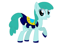 Size: 4660x3494 | Tagged: safe, artist:bluemeganium, derpibooru import, spring melody, sprinkle medley, absurd resolution, clothes, cute, dress, earring, jewelry, looking at you, raised hoof, saddle, shoes, simple background, smiling, solo, transparent background, vector