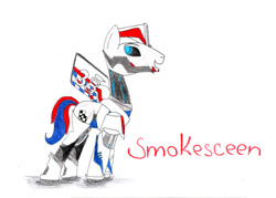 Size: 1056x756 | Tagged: safe, artist:speedfeather, derpibooru import, ponified, smokescreen, transformers, transformers prime