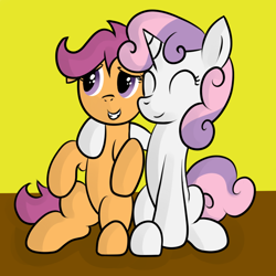 Size: 700x700 | Tagged: safe, derpibooru import, scootaloo, sweetie belle, female, lesbian, scootabelle, shipping