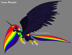 Size: 900x691 | Tagged: safe, artist:briannathewingedwolf, derpibooru import, oc, oc only, oc:lunar rainbow, alicorn, pony, alicorn oc, alternate universe, donut steel, solo