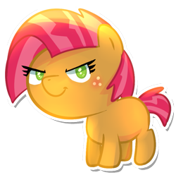 Size: 803x798 | Tagged: safe, artist:pepooni, derpibooru import, babs seed, earth pony, brown coat, female, filly, freckles, solo, two toned mane