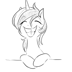 Size: 1000x1000 | Tagged: safe, artist:glacierclear, minuette, eyes closed, grin, monochrome, smiling, solo