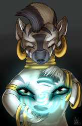 Size: 768x1179 | Tagged: safe, artist:blindcoyote, derpibooru import, zecora, zebra, hooves, unshorn fetlocks