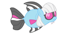 Size: 1529x736 | Tagged: safe, artist:skiddlezizkewl, derpibooru import, photo finish, fish, fishified, photo finnish, simple background, solo, species swap, transparent background