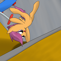 Size: 2600x2600 | Tagged: safe, artist:flashiest lightning, derpibooru import, scootaloo, half pipe, scooter, skate park, trick