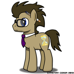 Size: 1024x1024 | Tagged: safe, artist:christiancerda, derpibooru import, doctor whooves, earth pony, pony, brown coat, brown mane, glasses, male, solo, stallion