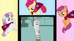 Size: 1018x568 | Tagged: safe, derpibooru import, apple bloom, scootaloo, sweetie belle, cutie mark crusaders, holiday sock