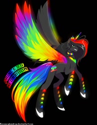 Size: 996x1280 | Tagged: safe, artist:toxicneonshayde, derpibooru import, oc, oc only, oc:princess neon boom, alicorn, original species, pony, alicorn oc, neon pony