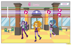 Size: 4770x2967 | Tagged: safe, artist:conikiblasu-fan, adagio dazzle, aria blaze, sonata dusk, equestria girls, rainbow rocks, dancing, fake, gameloft, the dazzlings