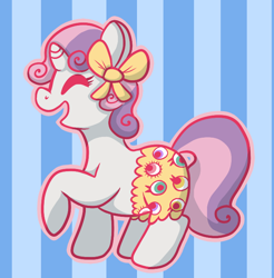 Size: 688x699 | Tagged: safe, artist:tiger-puppy, derpibooru import, sweetie belle, bow, clothes, ponponpon, ponponpony, shorts