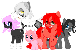 Size: 2292x1518 | Tagged: safe, artist:kpendragon, derpibooru import, oc, crona, crossover, franken stein, glasses, grell, grell sutcliff, hellsing, kuroshitsuji, marluxia, ponified, rip van winkle, soul eater