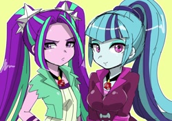 Size: 800x563 | Tagged: safe, artist:jouwan-massuru, aria blaze, sonata dusk, equestria girls, rainbow rocks