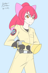 Size: 1280x1932 | Tagged: safe, artist:jonfawkes, apple bloom, human, bloom and gloom, 30 minute art challenge, ghostbusters, humanized, solo, twitbuster apple bloom, twittermite