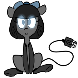 Size: 600x600 | Tagged: safe, artist:whydomenhavenipples, oc, oc only, oc:sammy p, object pony, original species, ask, cellphone, glowing eyes, phone, ponified, smartphone, solo, tumblr, usb, usb tail