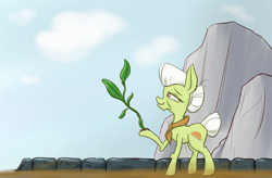 Size: 1100x720 | Tagged: safe, artist:heir-of-rick, granny smith, earth pony, pony, daily apple pony, earth pony magic, smiling, solo