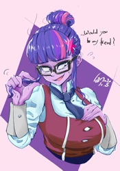 Size: 700x1000 | Tagged: safe, artist:sozglitch, sci-twi, twilight sparkle, equestria girls, big breasts, breasts, busty sci-twi, cute, headlight sparkle, solo, twiabetes