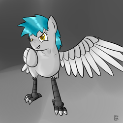 Size: 800x800 | Tagged: safe, artist:happydeadpony, artist:teb, oc, oc only, oc:harpoon, bird, original species, creature, harpony, harpy, solo, wings