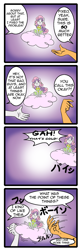 Size: 1122x3496 | Tagged: safe, artist:anibaruthecat, scootaloo, sweetie belle, anthro, 4koma, action figure, apple bloomers, breasts, clothes, cloud, comic, doll, dress, japanese, sweetie boobs, wat