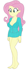 Size: 1700x4382 | Tagged: safe, edit, editor:ah96, fluttershy, equestria girls, barefoot, big breasts, breast edit, breasts, cleavage, cropped, feet, female, hootershy, ms paint, simple background, solo, transparent background