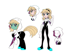 Size: 2847x2118 | Tagged: safe, artist:edcom02, artist:jmkplover, earth pony, human, pony, equestria girls, clothes, crossover, equestria girls ponified, gwen stacy, hoodie, marvel, ponified, simple background, solo, spider-gwen, spider-man, spider-woman, spiders and magic iv: the fall of spider-mane, spiders and magic: rise of spider-mane, transparent background