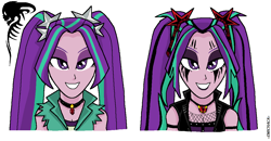 Size: 1126x584 | Tagged: safe, artist:emichaca, aria blaze, equestria girls, goth, simple background, white background