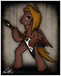 Size: 1550x1920 | Tagged: safe, artist:ep-777, oc, oc only, oc:mellow rhythm, flying v, guitar, metal, solo