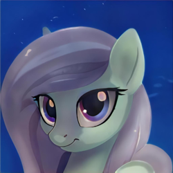 Size: 1024x1024 | Tagged: safe, artist:thisponydoesnotexist, derpibooru import, oc, oc only, pony, blue eyes, cute, female, looking at you, mare, neural network, not fluttershy, ocbetes, smiling, solo