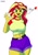 Size: 2896x4096 | Tagged: safe, artist:skyart301, derpibooru import, sunset shimmer, human, equestria girls, belly button, big breasts, breasts, clothes, female, looking at you, midriff, shirt, shorts, simple background, smiling at you, solo, sunset jiggler, t-shirt, waving, white background